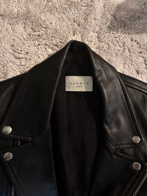 sandro ライダース レザー ジャケット Sandro Leather Biker Jacket L size In Excellent Condition Men's