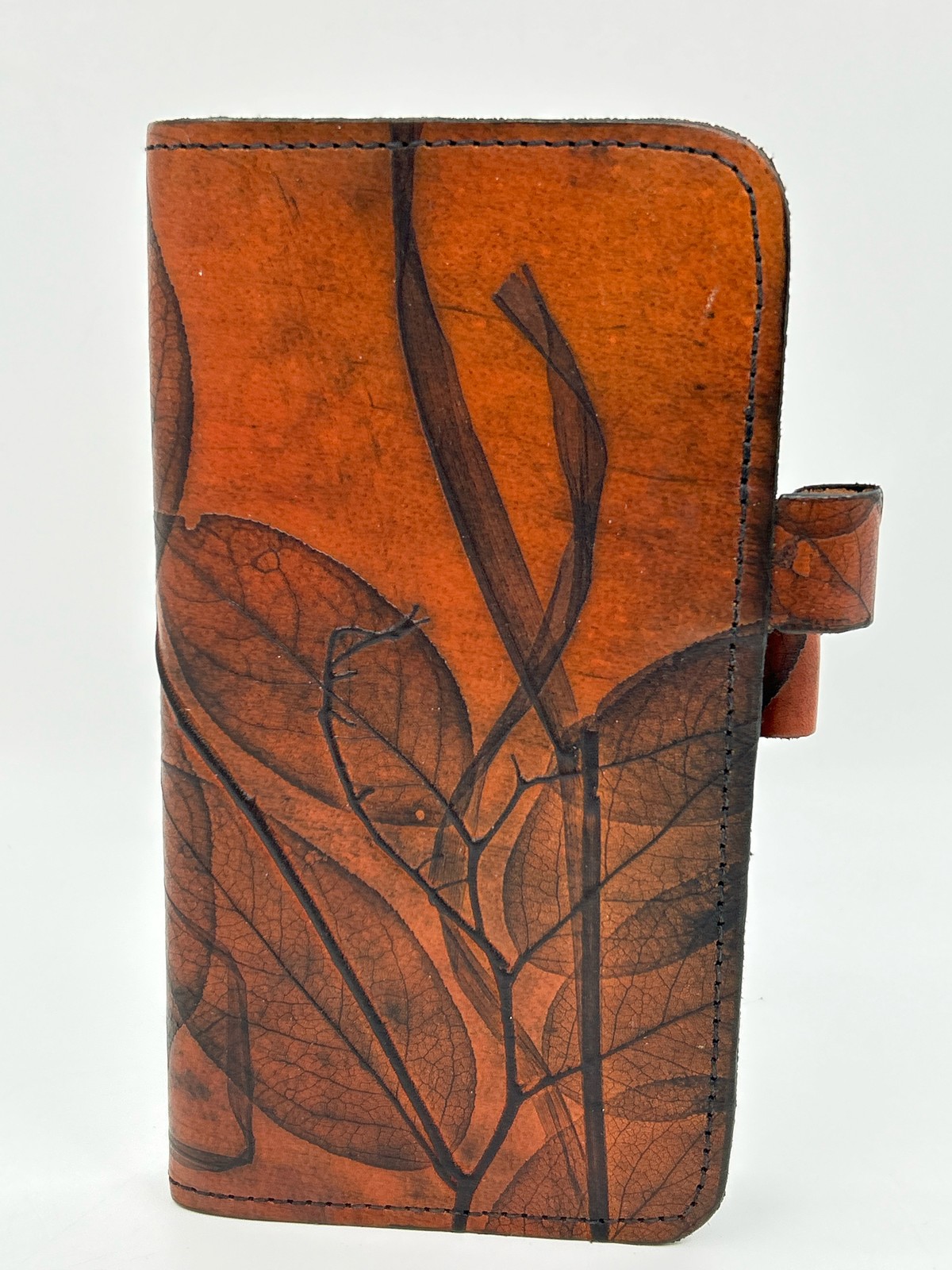 LEAF LEATHER Embossed LTHR Notepad Holder Pen Brown Print Accessories Travel Set