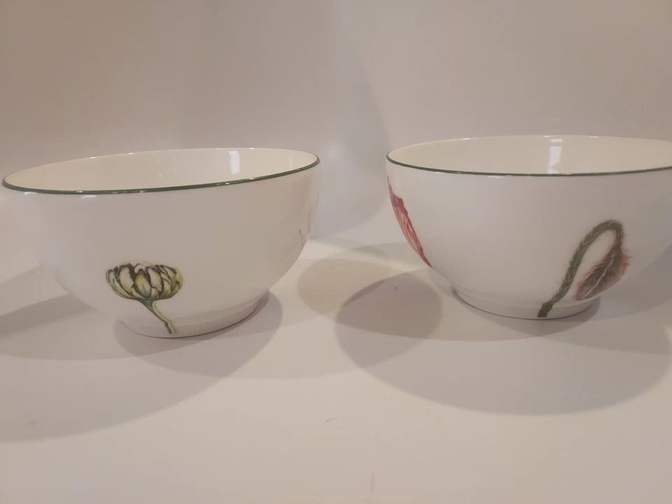 Juego de 2 tazones de arroz Villeroy & Boch Luxembourg Flora 20 oz amapola y margarita 5" por 3" Foto 2 de 4