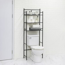 Over-the-Toilet 3-Shelf Storage Unit Mainstays Black Steel Bathroom Shelving