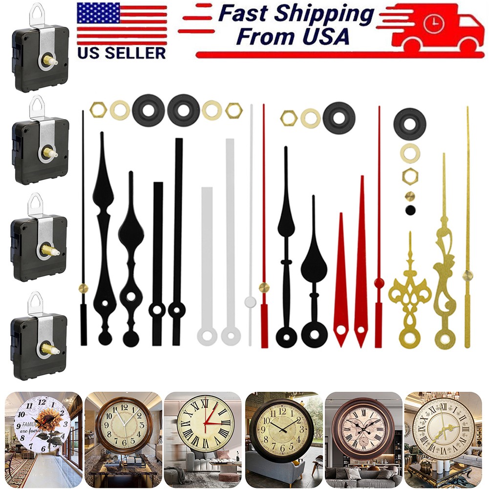 4Pcs Wall Quartz Clock Movement Mechanism DIY Replacement Repair Part Tool Kit