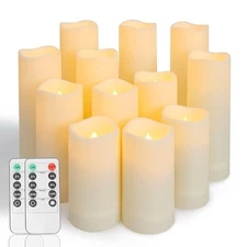 Flameless LED Candles with Remote Battery Operated Set of 3