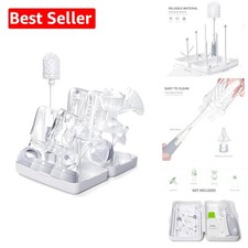 BPA-Free Travel Baby Bottle Drying Rack with Full Size Brush   Safe  Efficient