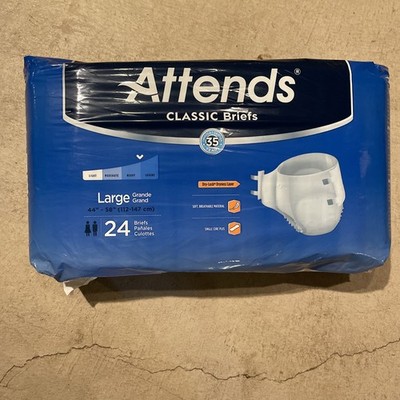 Attends Classic Briefs, Large 24 Count Case Of Four Packs 96 Total