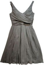 J. Crew Womens Silk Faux Wrap Neck Bridesmaid Cocktail Dress Size 2 Gray