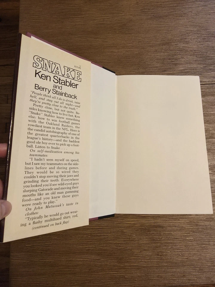 Snake Ken Stabler 1986 Hardcover First Edition NFL Oakland Raiders Vintage Book Foto 3 de 4