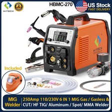 6IN1 Welder 250Amp Aluminum Plasma Cutter Combo TIG/ARC/MIG Gas/Gasless 110/230V