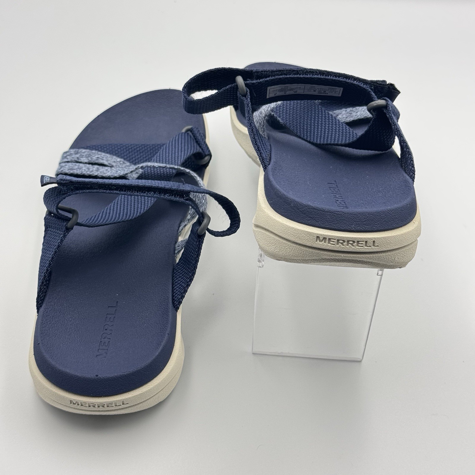 Merrell District 4 Post Mendi sandali mare donna 8 blu navy punta aperta nuovi senza etichette