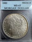 1880-P Morgan Silver Dollar INSAB MS65 Graded Coin