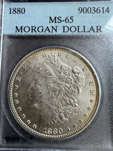 1880-P Morgan Silver Dollar INSAB MS65 Graded Coin