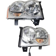 Headlights Set Halogen For 2005-2007 Jeep Grand Cherokee