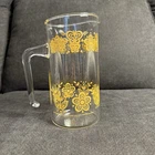 Vintage Pyrex Butterfly Gold Clear Glass  Pitcher/Carafe With Handle 7" High