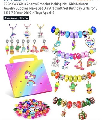 Bracelet making kit for Girls DIY age 4-9 Girls Fun Party Unicorns  Charms New
