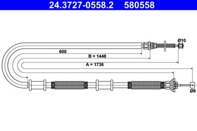 Bremsseil Seilzug Feststellbremse ATE 24.3727-0558.2 für FIAT DOBLO 223AXA1A JTD