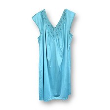 VANITY FAIR Vintage Teal Cap Sleeve Short Nightgown WOMANS SIZE XL