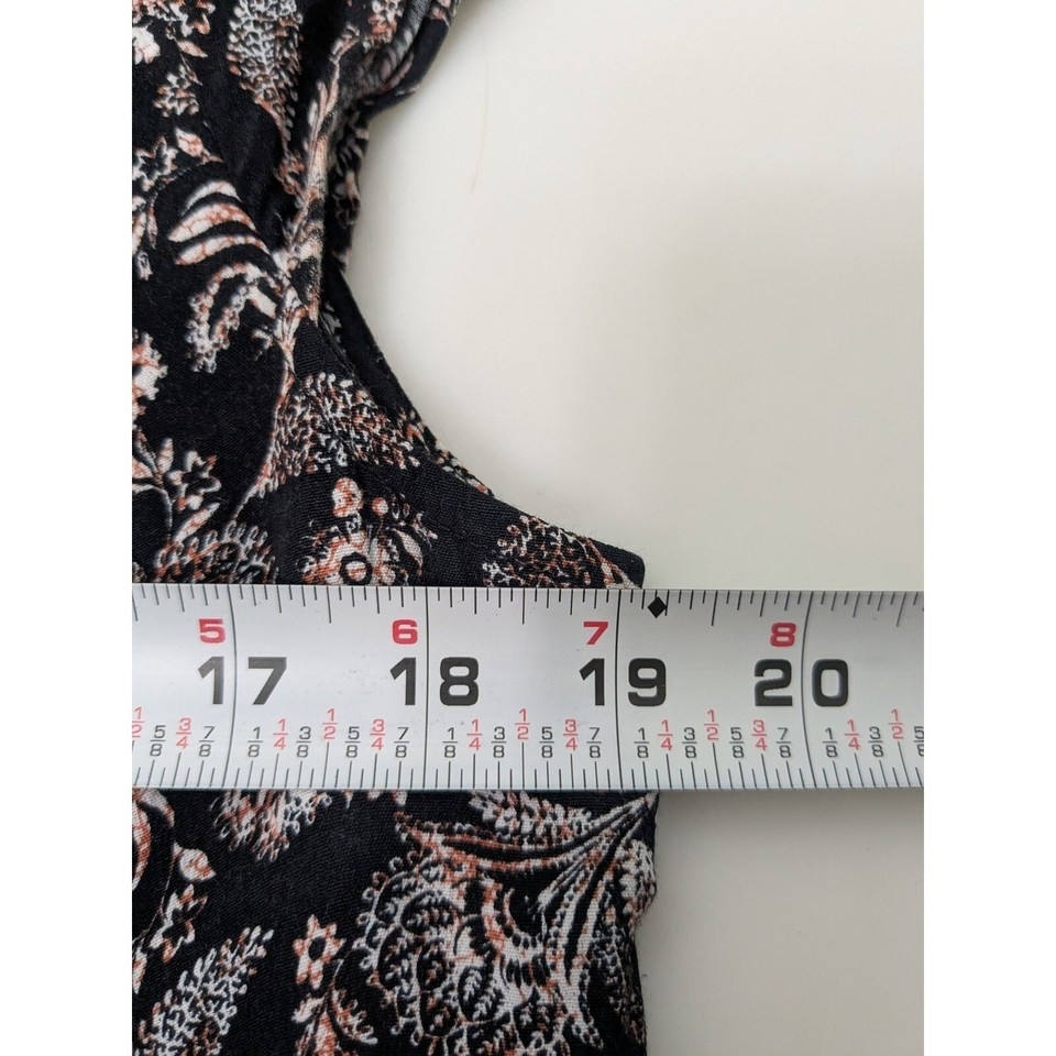 Garnet Hill Womens Dark Floral Summer Day Dress sz 12 Black Pockets ...