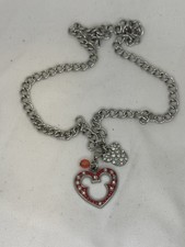 Vintage Mickey Mouse Heart Charm on Stainless Steel 18" Chain Necklace
