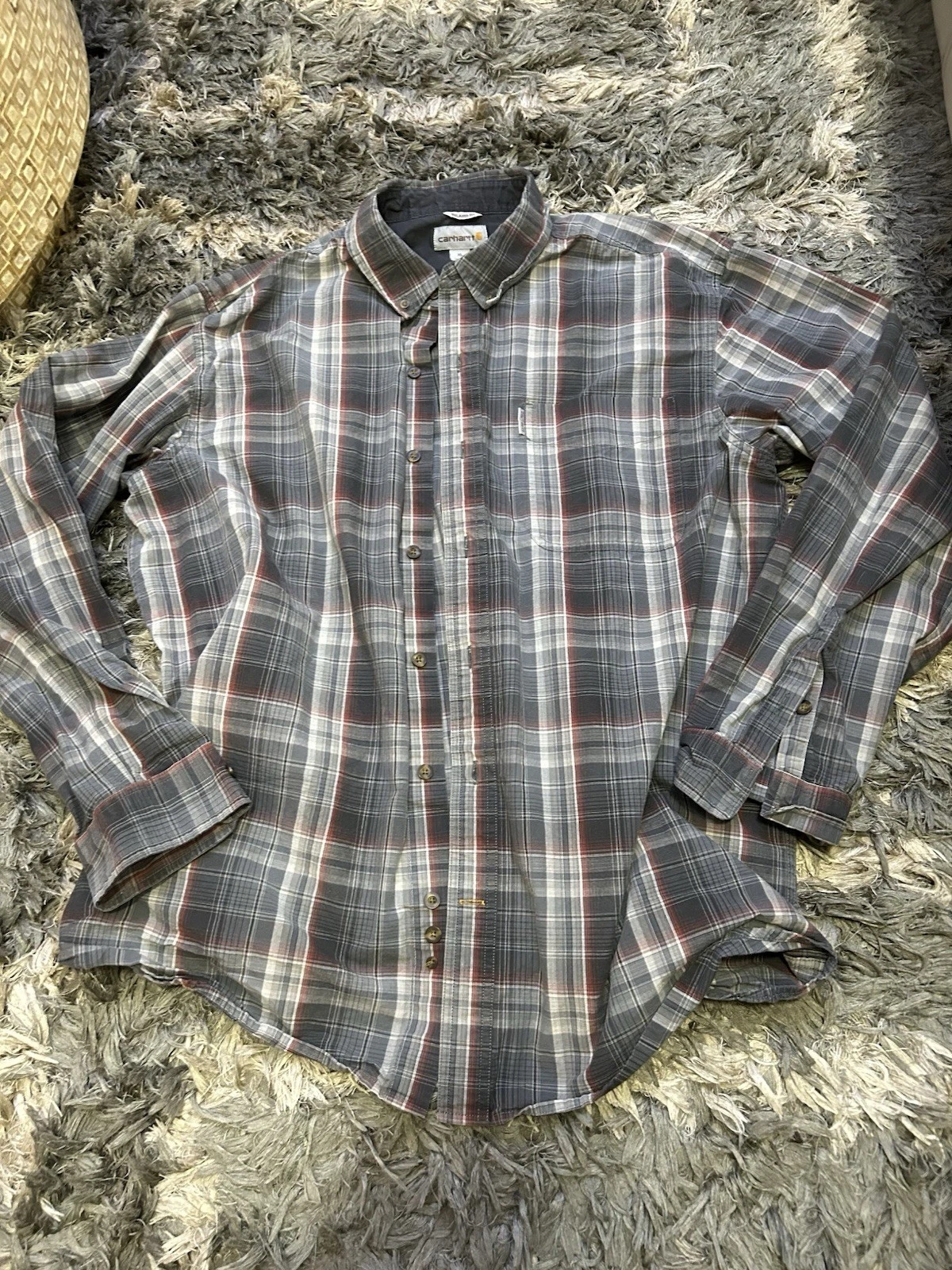 Carhartt Shirt Men's XL Relaxed Fit Rugged Outdoor Wear Long Sleeve Work Outdoor