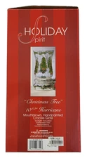 Holiday Spirit Christmas Tree Hurricane Mouth Blown Crackle Glass Candle Holder