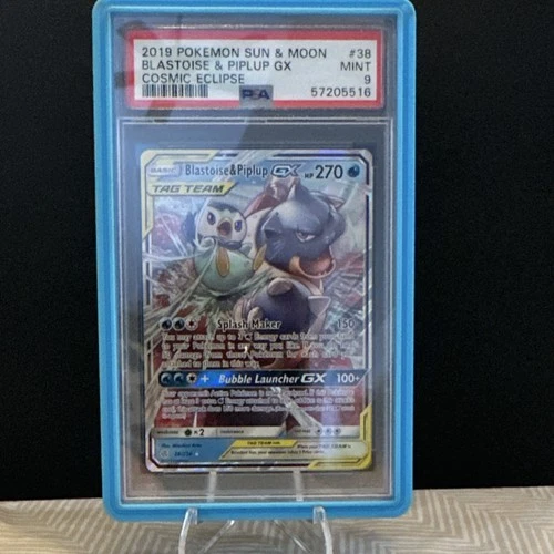 Blastoise & Piplup GX (TAG TEAM) 38/236 Cosmic Eclipse Ultra Rare Holo PSA 9