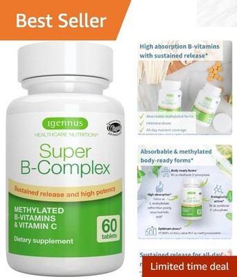 Igennus Super B-Complex: Methylated B Vitamins for All-Day Energy - 60 Tablets