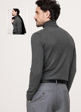 Banana Republic Men's 100 Italian Merino Wool Heather Gray Turtleneck Sweater S