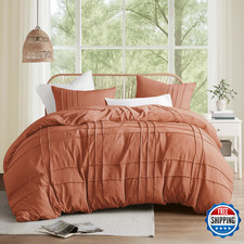 Comfort Spaces Clay King Size Comforter Set - 3 Pieces Pintuck Pleated Bedding S