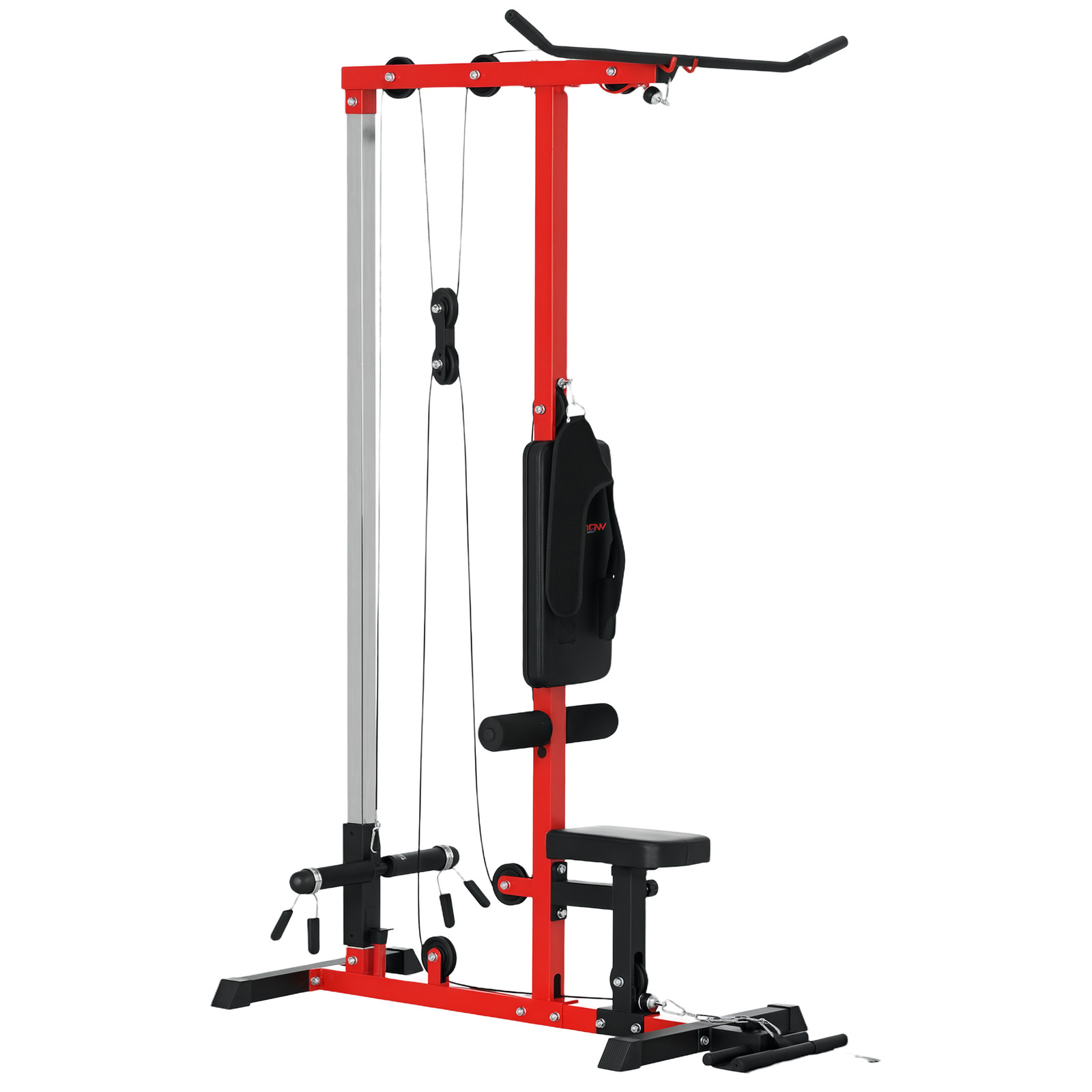 Soozier Lat Pull Down Machine Cable Station with Flip-Up Footplate, Red