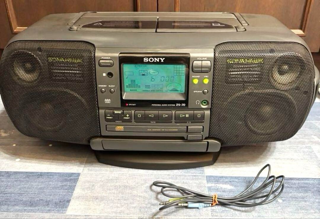 Sony ZS-70 CD & Cassette Deck Black Used Operation confirmed