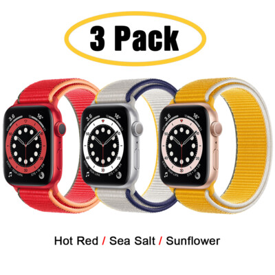 3 PACK Nylon Sport Loop Band 38/45/42/46mm for Apple Watch 10 9 8 7 6 5 SE