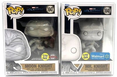 Funko Pop! Marvel Moon Knight #1047 & Mr Knight #1048 Glow in the Dark Set of 2