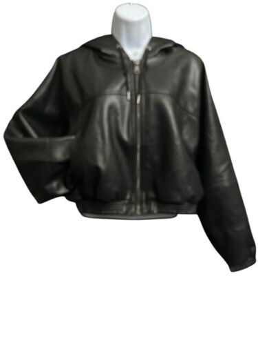 Windsor XL Coat Popular Slick Black Faux Leather Cropped Foxy Bomber Jacket NWOT - Picture 4 of 5