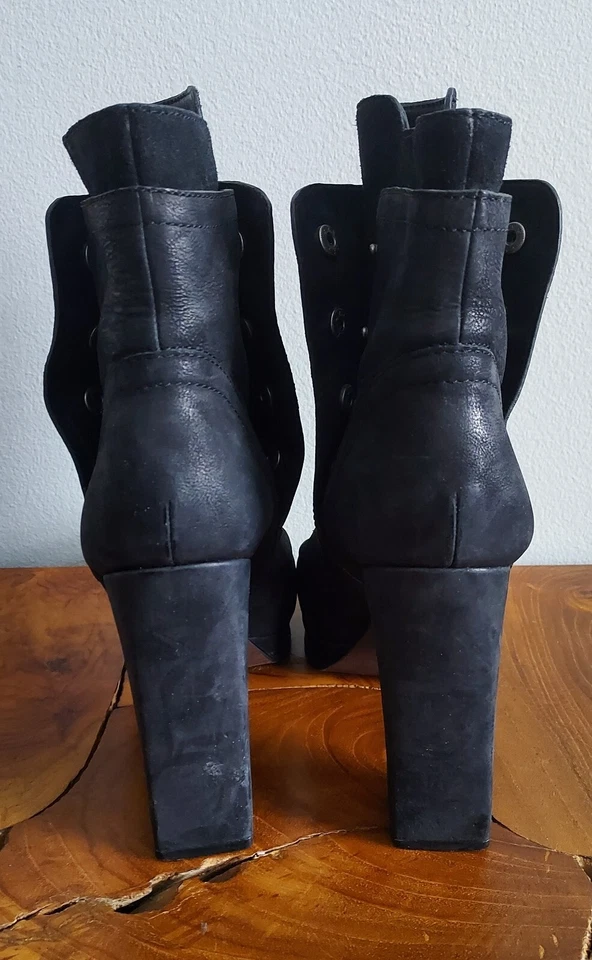 Vera Wang Botines de Plataforma Marilyn Negros Cuero Grueso Rock Punk Talla 7M Foto 4 de 4