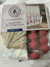 Caribbean Joe SEAHORSE SHORE Shower Curtain Hooks beach ocean new in pkg
