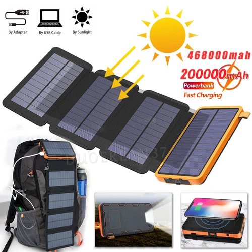 46800mAh Solar Panel Folding Power Bank Outdoor Camping Hiking USB Phone Charger - product listing photo