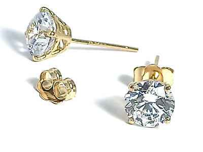 Luxuriöse Diamant Ohrringe Handarbeit 6 mm Solitär 2 kt Gelbgold 750 Ohrringe