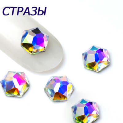 Cube Shape 6mm AB Non Hotfix Flatback Nial Art Gems Glass Crystal Rhinestones
