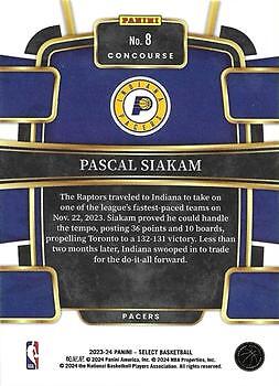 2023-24 Select Retail Blue #8 Pascal Siakam PACERS