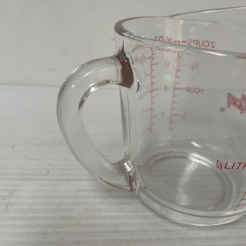 Anchor Hocking Fire King 2 Cup Glass Measuring Cup D Handle Vintage #498 Red - Picture 5 of 7