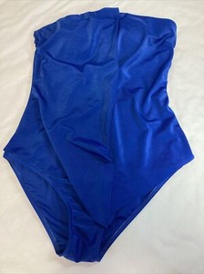 Blue Unknown brand One Piece Swimsuit Strapless padded belly tummy coverage