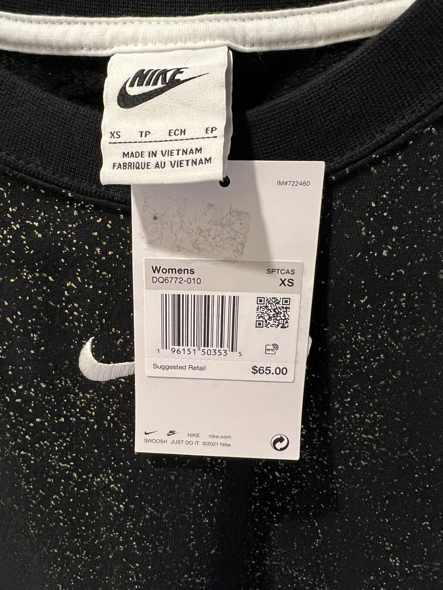 Nike Womens Black Glitter Stardust Fleece Crewneck
