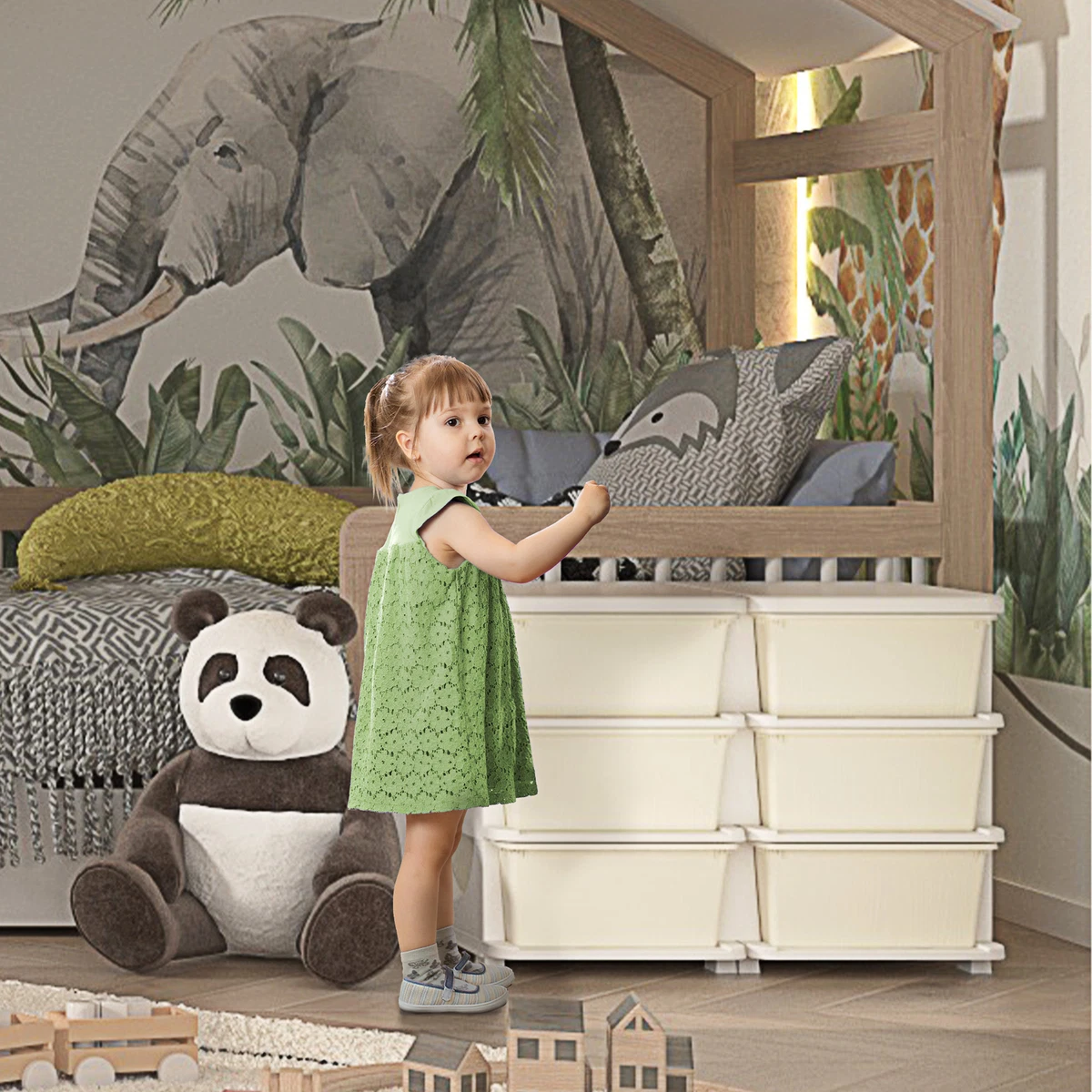 HOMCOM Kids Storage Unit Toy Box Vertical Dresser with Six Drawers