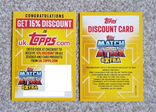 Topps 15% Off Online Code Save up to £20 - Discount Card Voucher