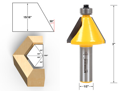 30 Degree Chamfer Edge Forming Router Bit - 1/2'' Shank - Yonico 13914