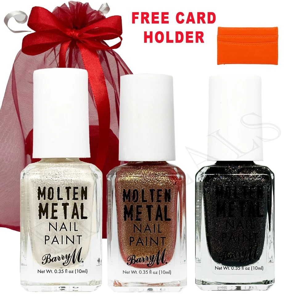 BARRY M NAIL POLISH / VARNISH MOLTEN METAL GIFT SET 3 X 10ML