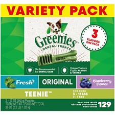 GREENIES Dental Chews for Small Dogs 129 Count Natural Treats Fresh Breath