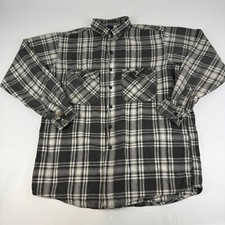 Vintage Dakota Mens Size L Tall Flannel Shirt Gray Plaid Read Desc
