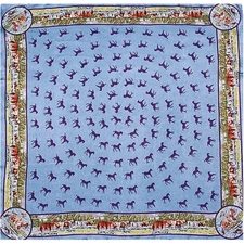 Wyoming Traders Wild Rag Pony Girl Cowgirl Horse Blue Silk Scarf - 34.5"