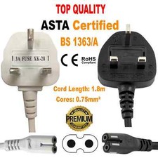 For LG TV Television 1.8m Power Adapter Supply Figure 8 Cable Cord Lead UK Plug