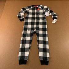 Family PJs Macys Kids XS 4/5 Black Buffalo Check Fleecel 1 Piece Pajama NWT